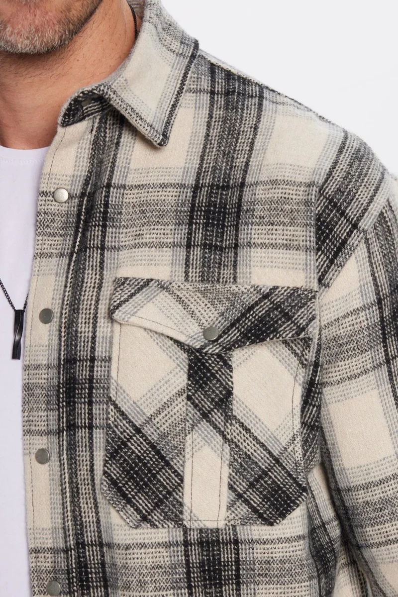 تودورس Men's Relax Fit Casual Cut Lumberjack Double Pocket Snap Plaid Winter Shirt