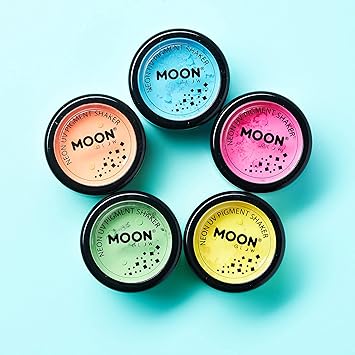 Moon Glow خلاطات صبغة نيون UV من مون جلو مجموعة من 5 ألوان مسحوق نيون ساطع ظلال عيون مكياج للوجه والعينين والجسم - Image 4