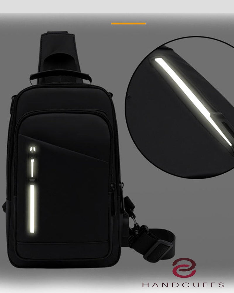 Handcuffs Waterproof Polyester Slim Unisex Crossbody Sling Bag Chest Backpack Men's Shoulder Bag, Leisure Travel Handbag, Hard Shell Anti-Theft Chest Bag (Black -1) - Image 5