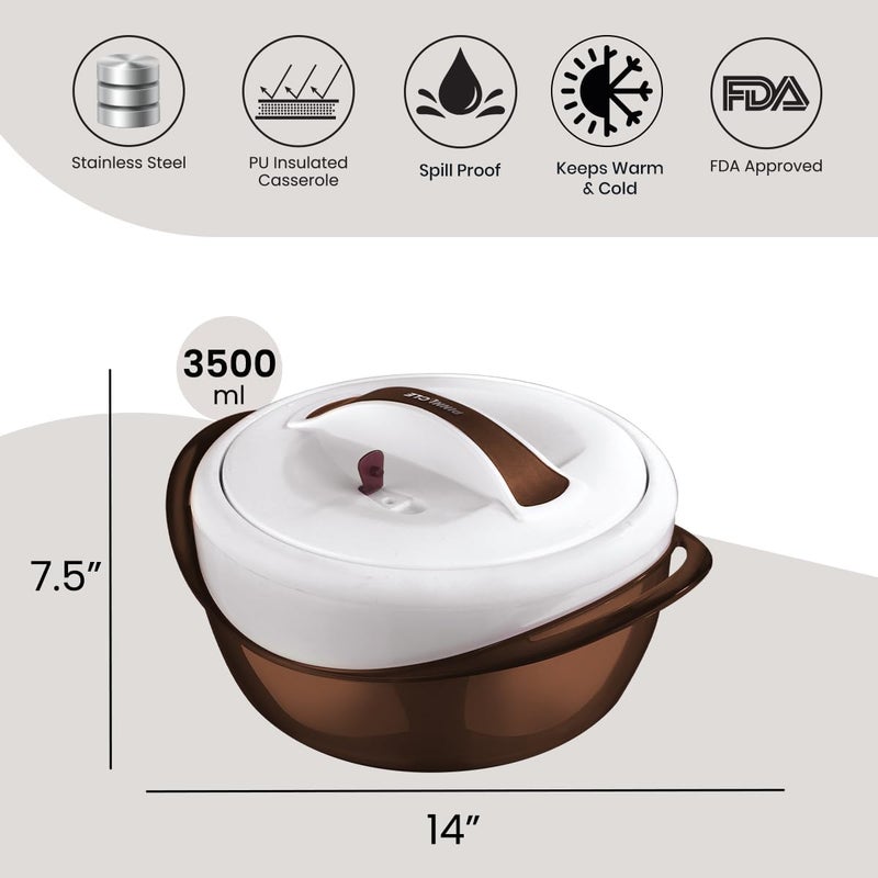 Pinnacle Large Insulated Casserole Dish with Lid 36 qt Elegant Hot Pot Food WarmerCooler Thermal SoupSalad Serving Bowl Stainless Steel Hot Food ContainerBest Gift Set for Moms - Image 2