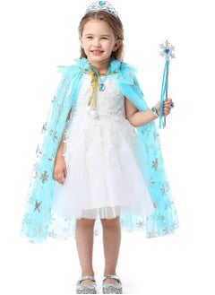 Excefore Princess Dress up Clothes for Little Girl, 7Pcs Cape with Crown, Dresses Girl 3-8 Birthday Gift, Snowflake  - Image 4