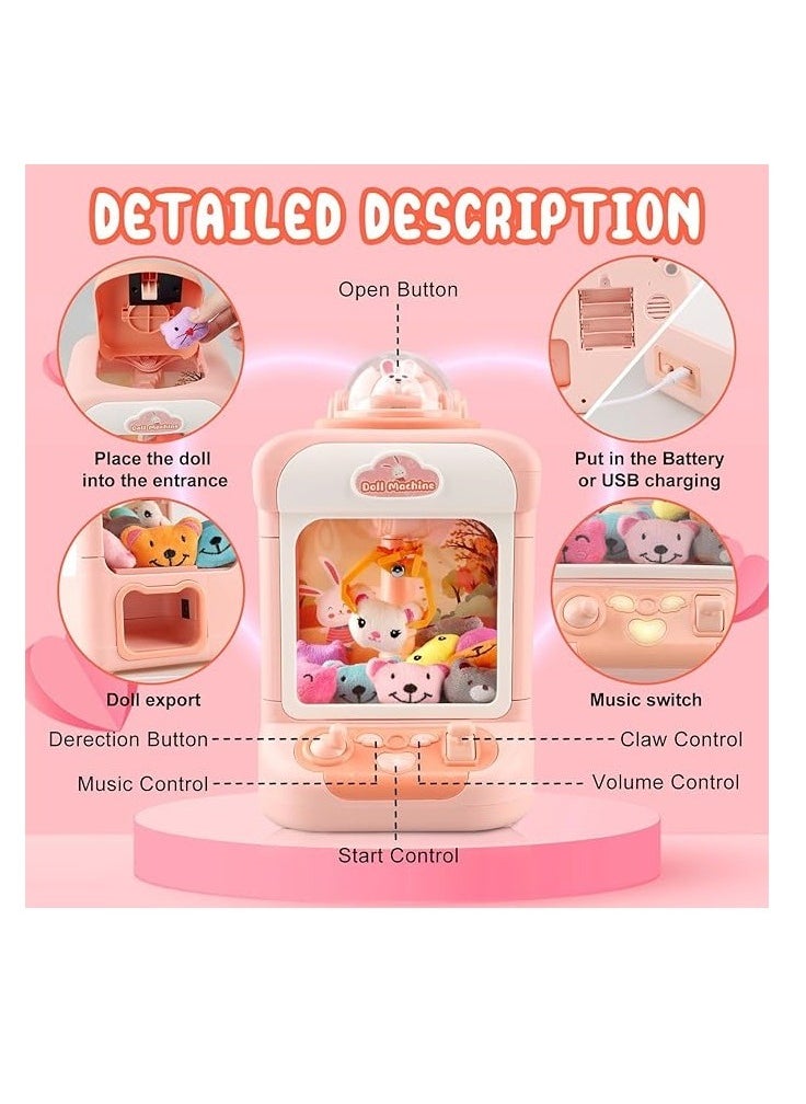 Cutie Cute Mini Claw Machine for Kids - Arcade Claw Game Machine 10 Mini Plush Toys Music and Light Party Birthday Toys Gifts for Kids Girls Boys  - Image 2
