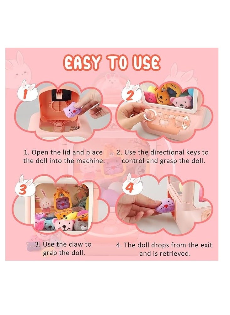 Cutie Cute Mini Claw Machine for Kids - Arcade Claw Game Machine 10 Mini Plush Toys Music and Light Party Birthday Toys Gifts for Kids Girls Boys  - Image 4