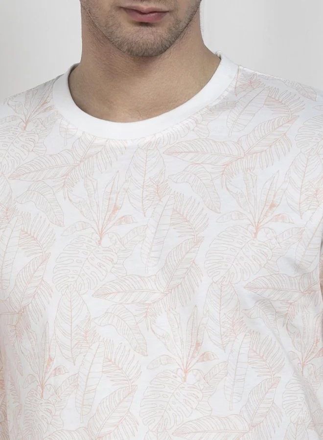 دينيس لينغو Men's Rust 100% Cotton Printed Regular Fit T-Shirt