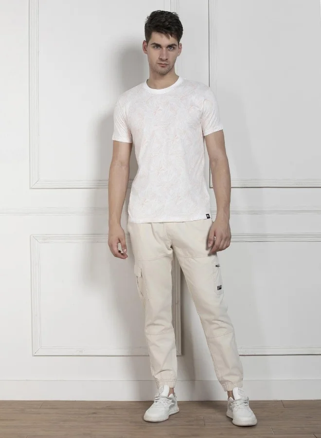 دينيس لينغو Men's Rust 100% Cotton Printed Regular Fit T-Shirt