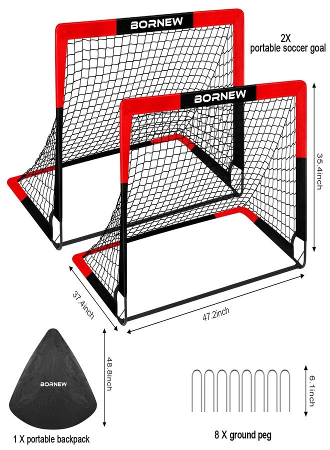 BORNEW 2 Pack Soccer Goal - Backyard & Indoor Soccer Goals for Kids, 4X3 ft Portable Pop Up Soccer Nets Set for Youth & Adult and Outdoor Games and Soccer Training Equipment Ages 3-16 Year Gift - Image 2