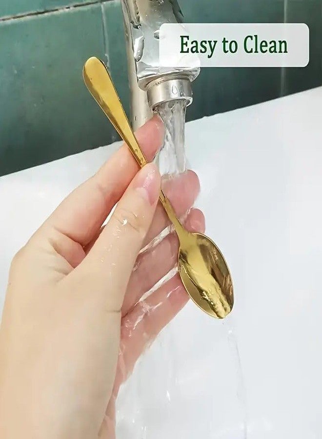 CLICKSY Golden Coffee Spoon (Pack of 6) 15 cm Long Premium Golden Finish Stainless Steel Luxury Tea & Coffee Spoons Dessert, Soup, Daily Use Elegant Gold Tableware with Modern - Image 5