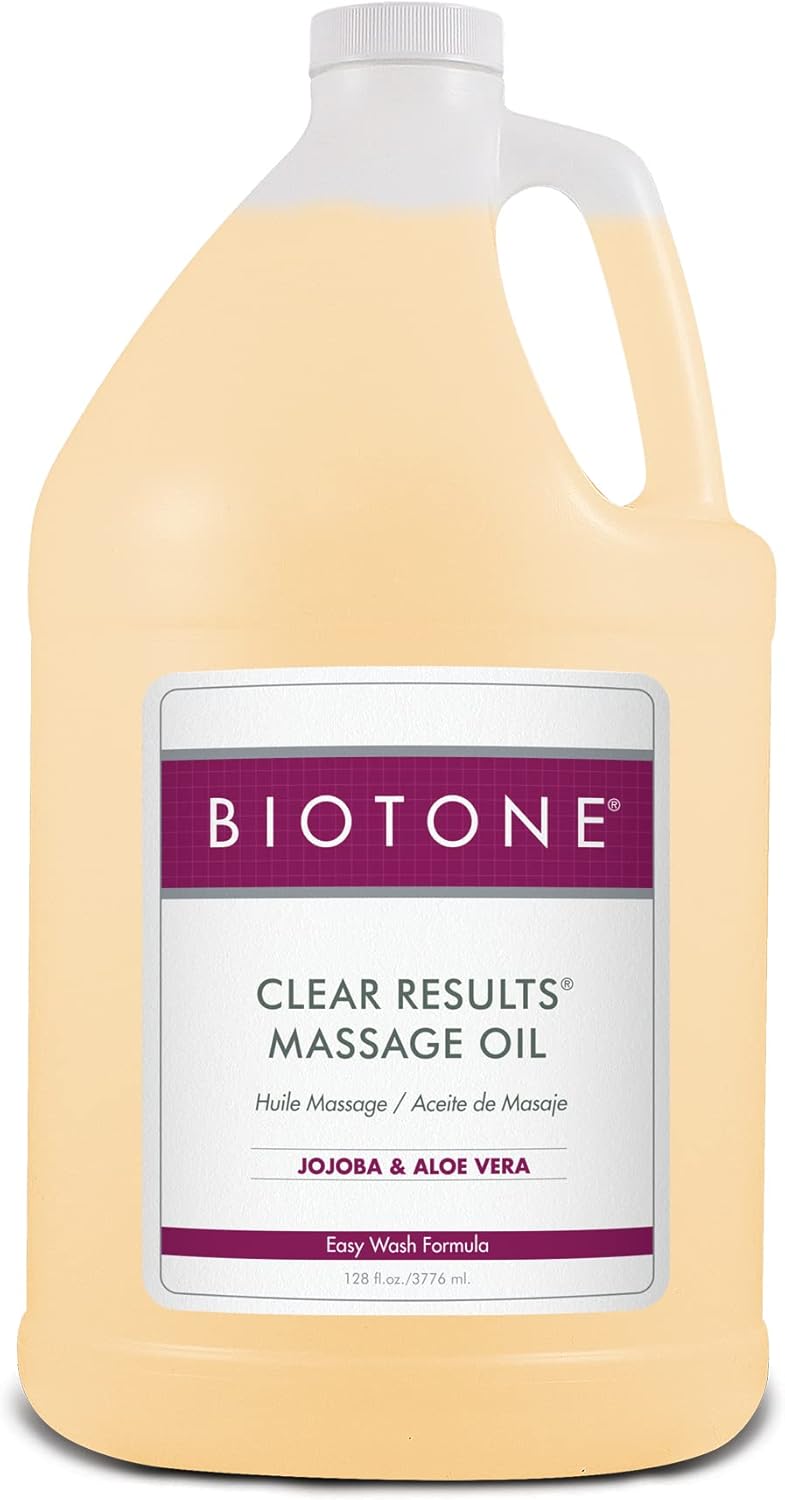 Biotone Clear Results Massage Oil with Jojoba & Aloe Vera - 128 Ounce - Image 1