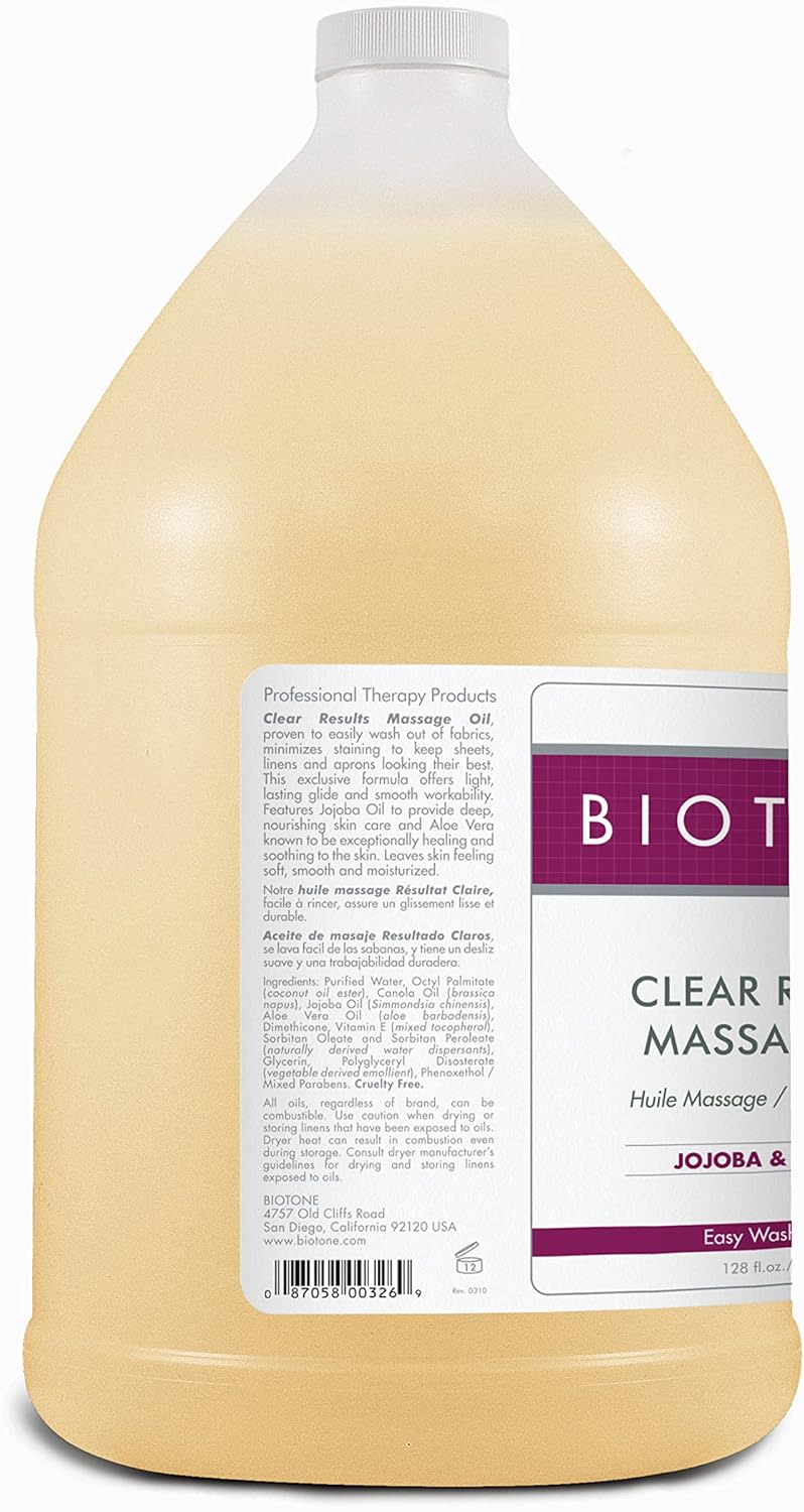 Biotone Clear Results Massage Oil with Jojoba & Aloe Vera - 128 Ounce - Image 2