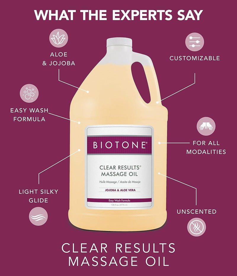 Biotone Clear Results Massage Oil with Jojoba & Aloe Vera - 128 Ounce - Image 5