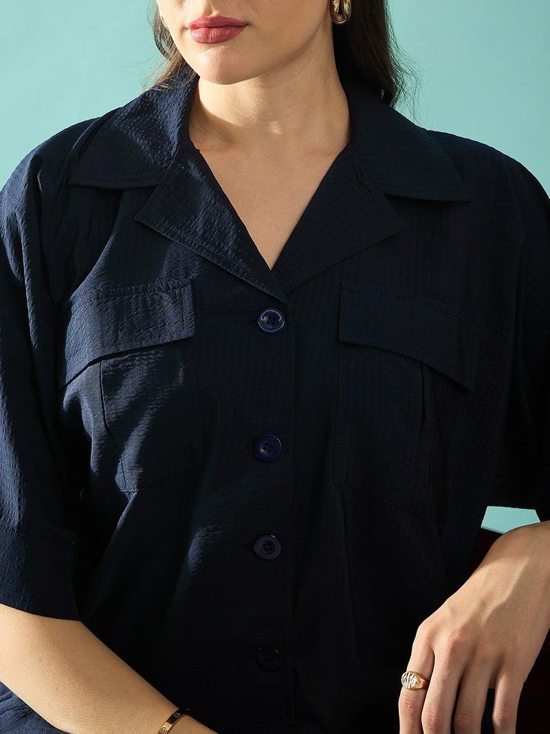 PANIT Seersucker Oversized Loose Fit Shirt with Trouser - Image 3