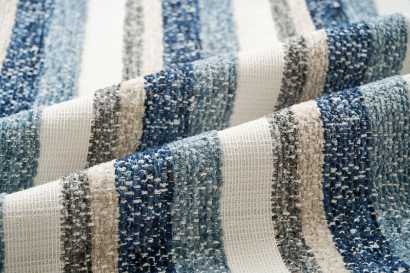 Zealax Modern Farmhouse Decorative Pillow Covers 18x18 Inch Boho Throw Pillows Neutral Soft Chenille Couch Cushion Covers, Set of 2 Velvet Striped Accent Pillows Cases for Sofa Bed Living Room, Blue - Image 2