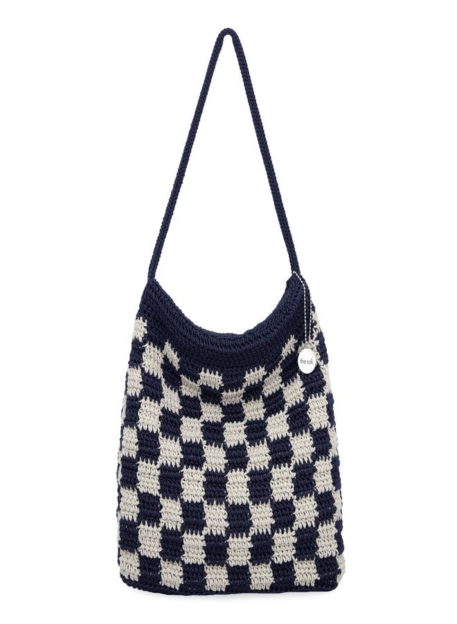 The Sak Ava Hobo Bag in Crochet, Double Shoulder Straps, Denim Check - Image 1