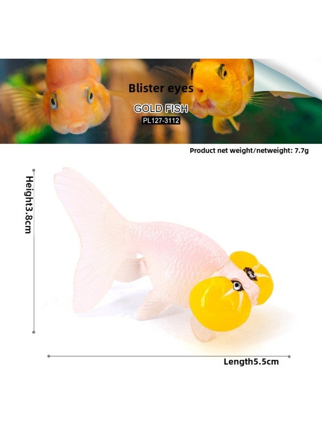 Children's Cognitive Simulation Goldfish Solid Marine Animal Model Crane Top Red Blister Eye Fish Tank Ornaments Bath Toys-Color:PL127-3112 Blister Eye - Image 1