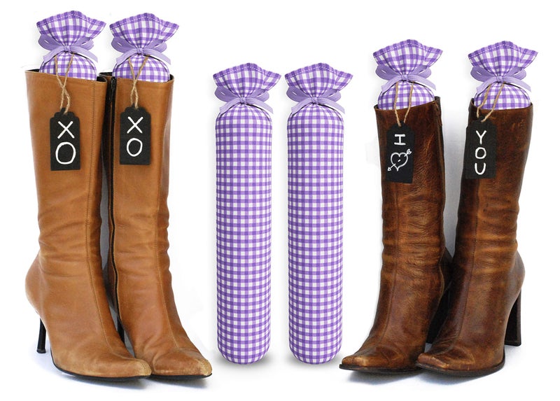 My Boot Trees - Boot Shaper Stands for Closet Organization - Keeps Them Shaped Properly - Many Patterns to Choose from - 1 Pair (Purple Plaid) - Image 1