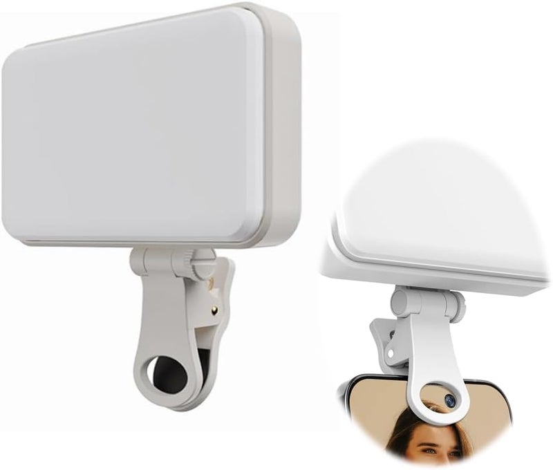 Removable Selfie Light, Protable Light with 3 Lighting Modes Clip-On, Rechargeable Video Light for Selfie, Makeup, TikTok, Live Stream, White - Image 1