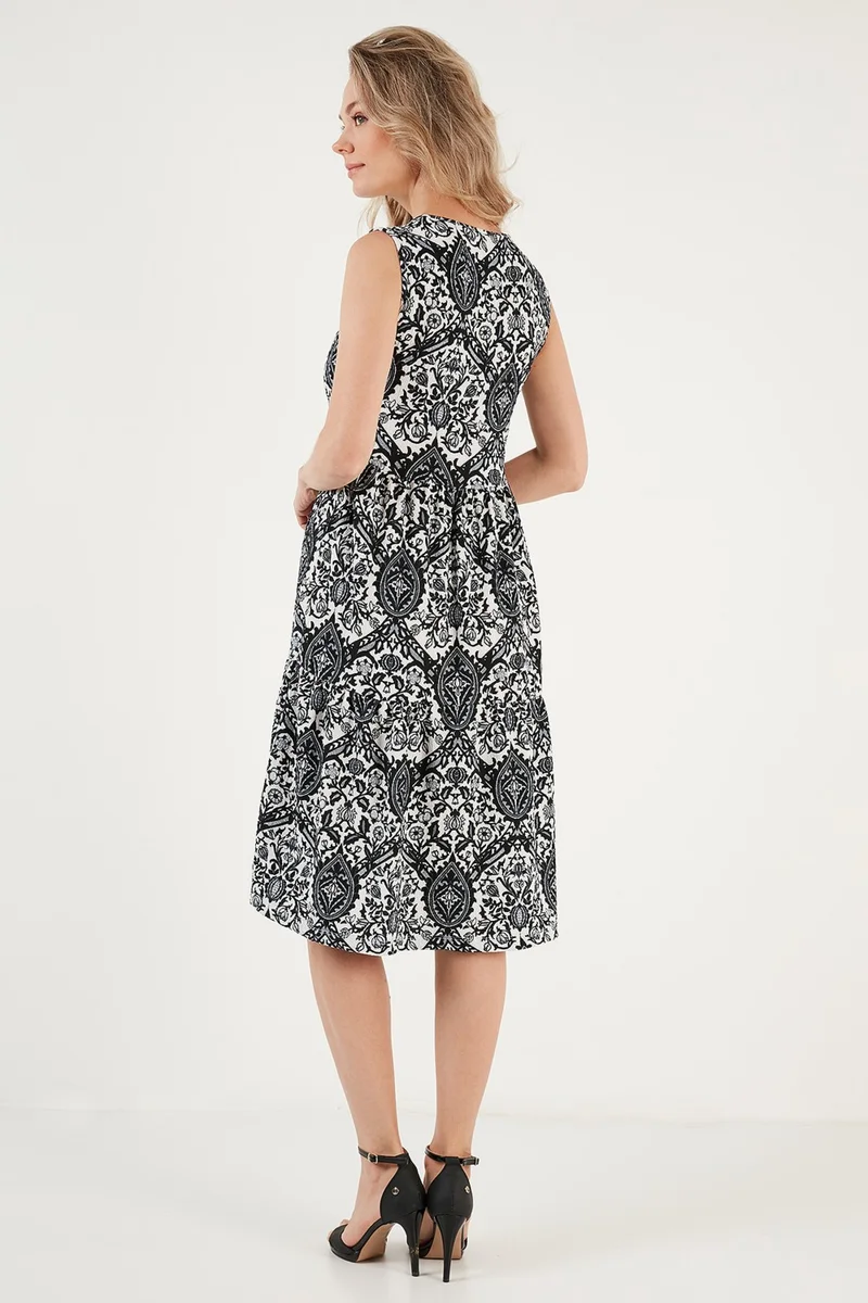 ليلا Patterned Sleeveless Midi Dress Women's Dress 5865619