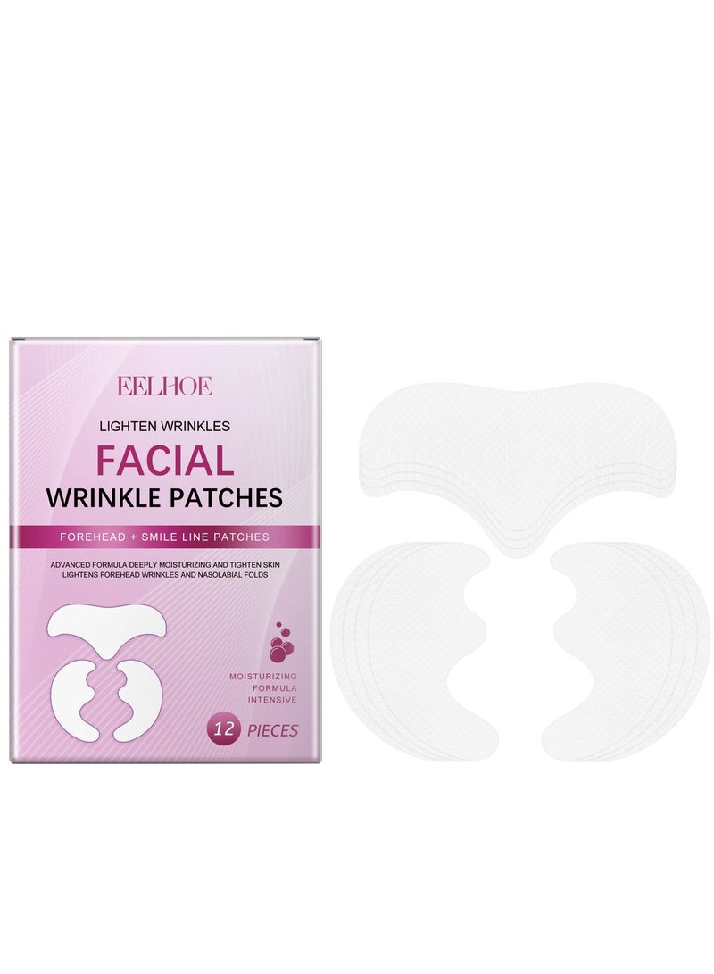 إيلهو بقع مضادة للتجاعيد للجبهة - بقع مضادة للتجاعيد توضع طوال الليل لرفع الخطوط الدقيقة للنساء ، 12 زوجا - Image 1