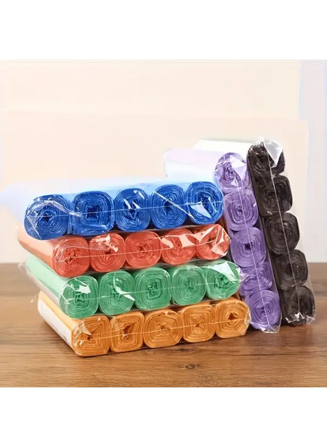 5 Rolls 100 Disposable Garbage Bags Durable Plastic Assorted Colors For Home Kitchen Office Cleaning - Image 1