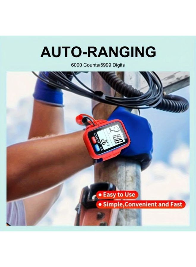 K8 Red Digital Multimeter Wrist Strap 4.3 Inch HD Display USB Rechargeable Electrical Tester - Image 5