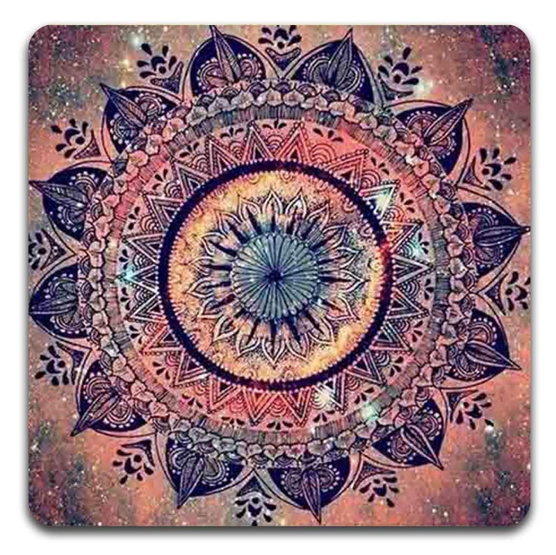 QJ CMJ Mandala Pattern Square Coaster Set - Made of Recycled Rubber - Set of 4 - Image 3