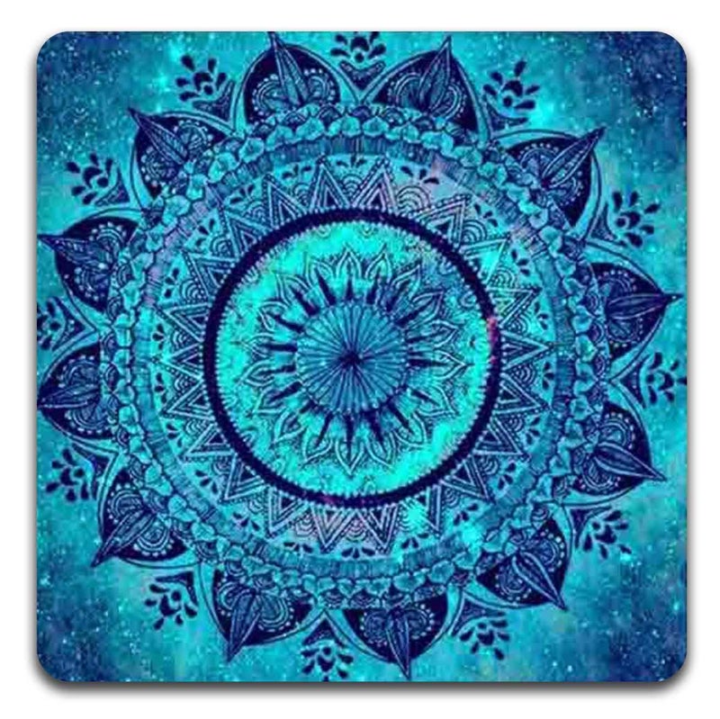 QJ CMJ Mandala Pattern Square Coaster Set - Made of Recycled Rubber - Set of 4 - Image 4