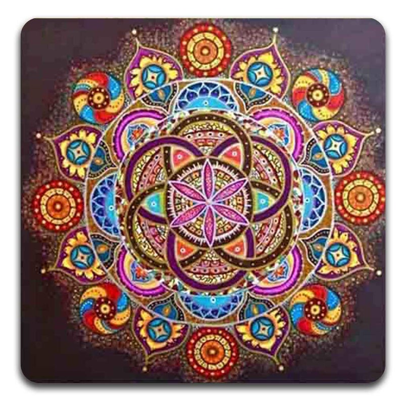 QJ CMJ Mandala Pattern Square Coaster Set - Made of Recycled Rubber - Set of 4 - Image 2