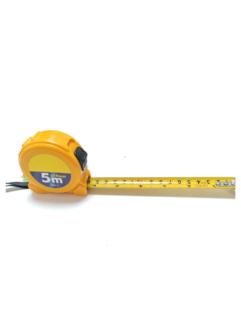 SUNRISE Tape Measure 5m Chrome-Plated ABS, Heavy Duty, Multi-Purpose Measuring Tape with Clear Fraction Markings, Non-Slip Grip, Auto Lock Manual Override for Construction, Engineering - Image 1
