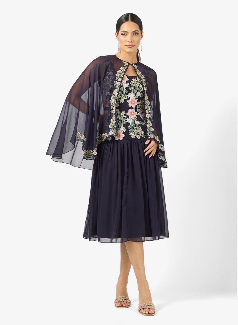 فروك اند فرل فستان ميدي بأكمام كاب وترتر - Image 1