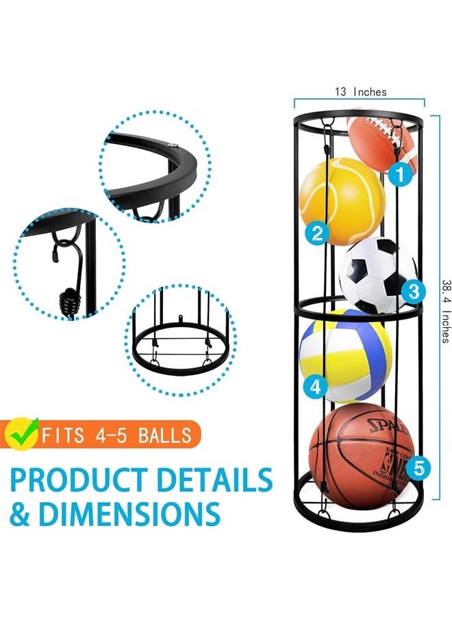 L&E Garage Ball Storage,Vertical Ball Rack,Sports Basketball Football Rack Organizer for Garage,Wall Mounted Ball Storage Cage Ball Holder for Basketball,Soccer,Football,Volleyball  - Image 2