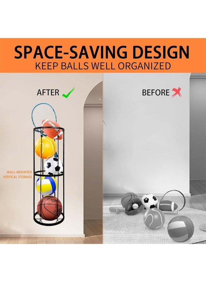 L&E Garage Ball Storage,Vertical Ball Rack,Sports Basketball Football Rack Organizer for Garage,Wall Mounted Ball Storage Cage Ball Holder for Basketball,Soccer,Football,Volleyball  - Image 5