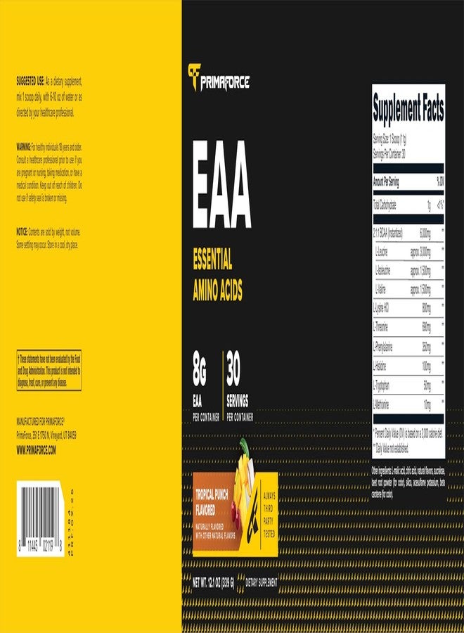 Primaforce EAA Powder (30 Servings, Tropical Punch) - Essential Amino Acids for Pre/Intra Workout and Recovery - Non-GMO and Gluten Free - Image 5