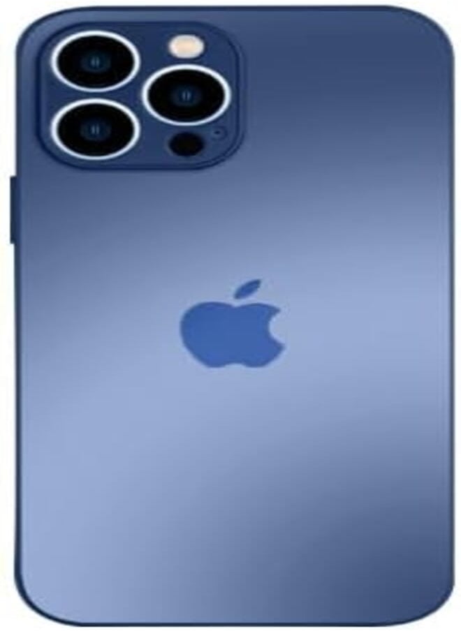 Next Next store Compatible with iPhone 15 Pro Max Case 6.7 Inch [Full Camera Protection] Premium Matte Glass Shockproof Protective Phone Case - By Next store (Blue) 