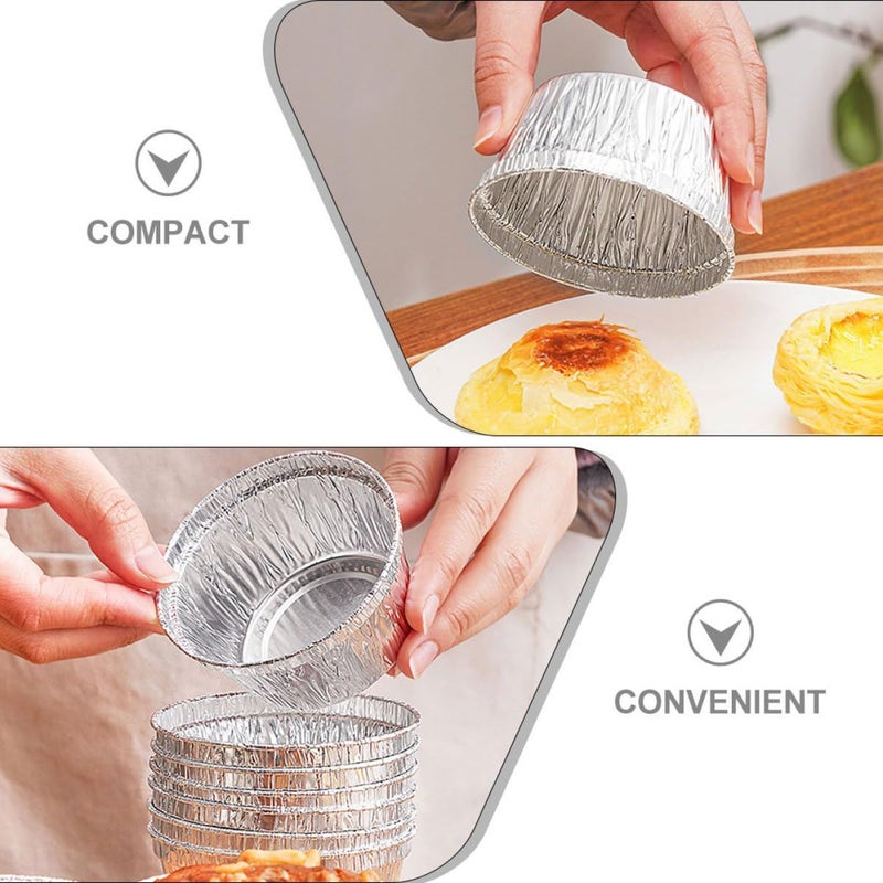 30 Disposable Aluminum Foil Baking Cups Round Nonstick Pudding Liners For Oven Party - Image 4
