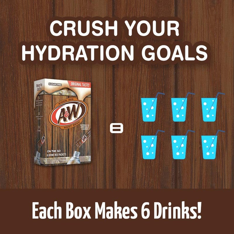 A&W, Root Beer - Powder Drink Mix - (12 boxes, 72 sticks) - Sugar Free & Delicious, Makes 72 flavored water beverages - Image 2
