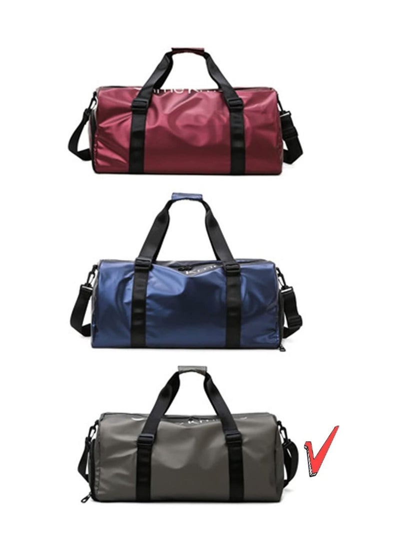 TYCOM - TYCOM Gym Bag Sports Bag Fitness Bag Waterproof Pocket for Wet Towels, Travel Duffel Bag for Men and Women With Shoes Compartment (Grey) - Image 1