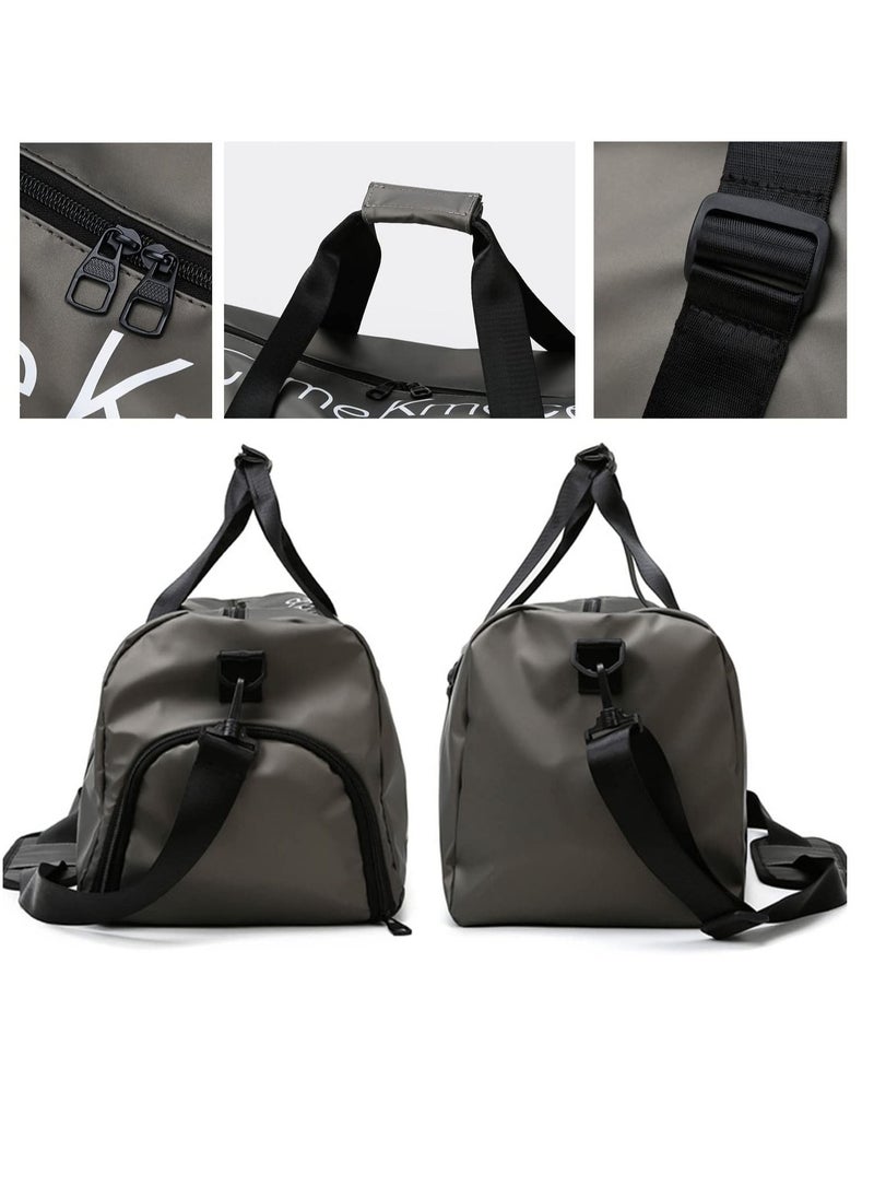 TYCOM - TYCOM Gym Bag Sports Bag Fitness Bag Waterproof Pocket for Wet Towels, Travel Duffel Bag for Men and Women With Shoes Compartment (Grey) - Image 1
