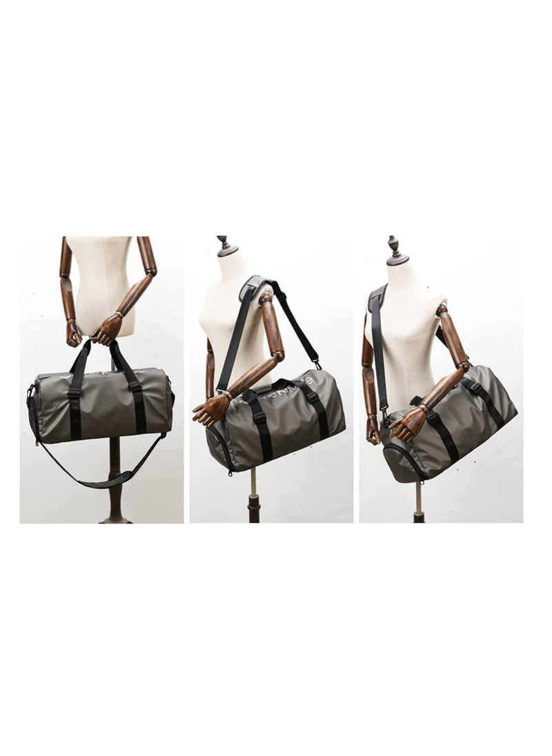 TYCOM - TYCOM Gym Bag Sports Bag Fitness Bag Waterproof Pocket for Wet Towels, Travel Duffel Bag for Men and Women With Shoes Compartment (Grey) - Image 1