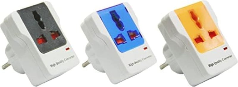 3 Way Adapter with 2 Pin Universal Plug for Travel - with Light - 16A - 3 Pieces - Image 1