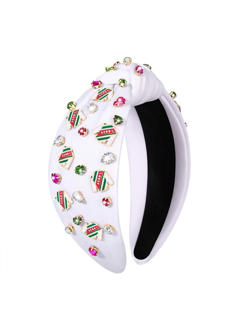 Boderier - boderier Kentucky Derby Headband for Women Derby Riding Suit Headband Jeweled Crystal Knotted Race Day Horse Racing Fan Headwear Accessories - Image 1