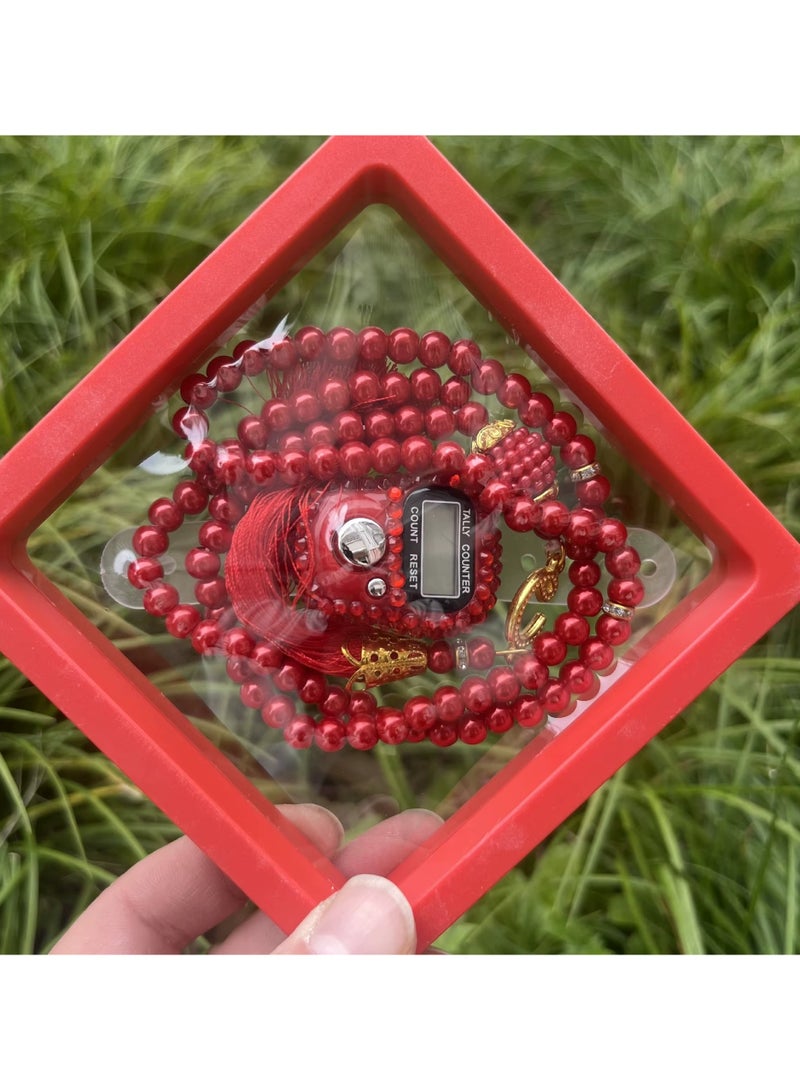 طقم تسابيح إسلامية مكون من 99 مسبحة زجاجية سبحة الله محمد سبحة صلاة إسلامية رقمية للدين هدية رمضان - Image 1