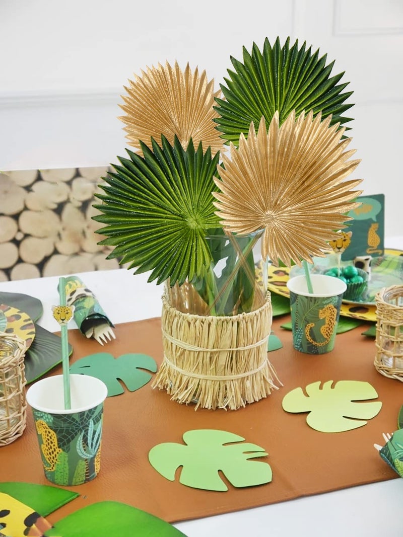 DILATATA 6 Pcs Pu Foam Artificial Gold Palm Leaves Faux Palm Tropical Leaves Fake Palm Fronds for DIY Wedding Bouquets Fake Leaves for Centerpieces Arrangements Palm Leaf for Party Home Decorations - Image 4