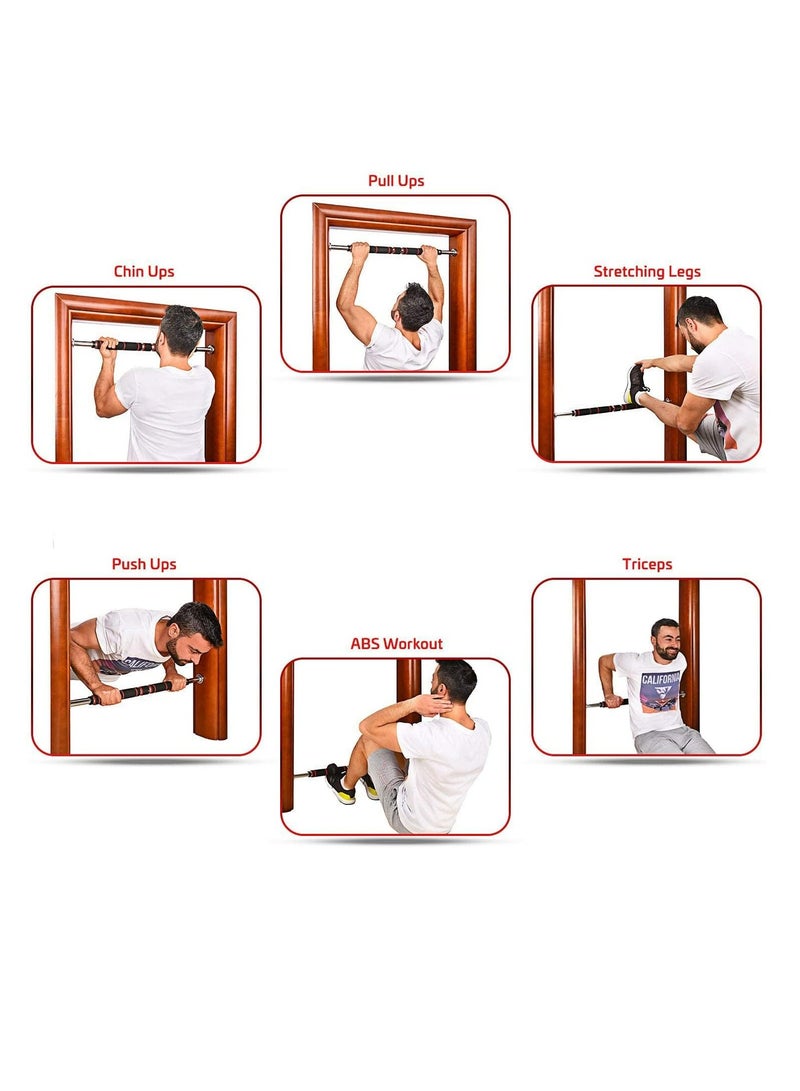 Genzy Pull Up Bar for Doorway, Chin Up Bar with Comfort Grips – Easy Mount & Adjustable Length – Suitable for 24"-39” Door way – Heavy Duty Home Workout Equipment for Upper Body Exercise & Sit Ups, Push Ups - Image 2