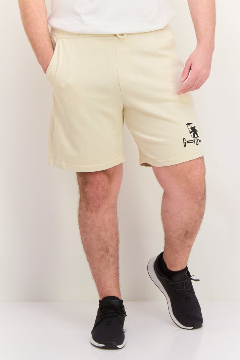 Gotcha Men Brand Logo Basic Shorts, Light Beige - Image 1