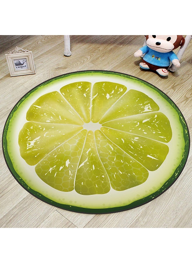 NIBEMINENT Round Lemon Antiskid Mat Green 80x80centimeter - Image 1