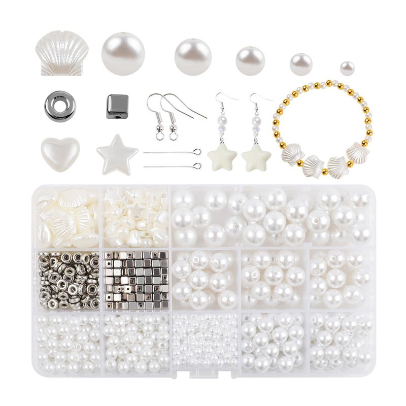 Shurhome White Series Artificial Pearls Beads Jewelry Making Set 1020Pcs for Bracelets Earrings - Image 2