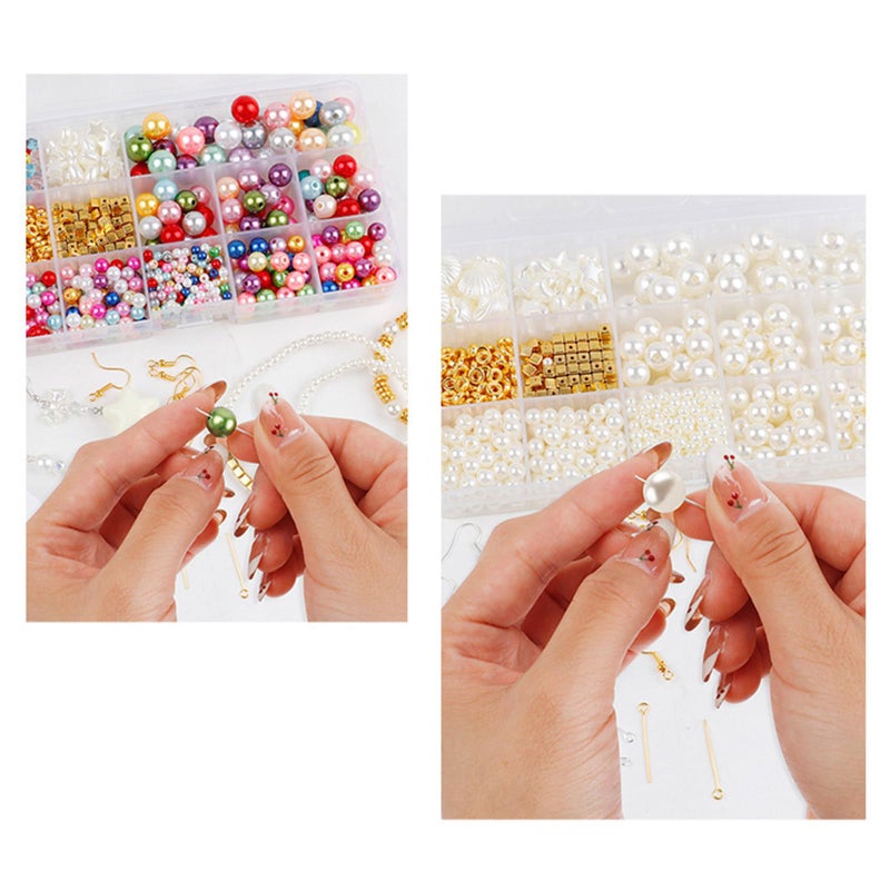 Shurhome White Series Artificial Pearls Beads Jewelry Making Set 1020Pcs for Bracelets Earrings - Image 5
