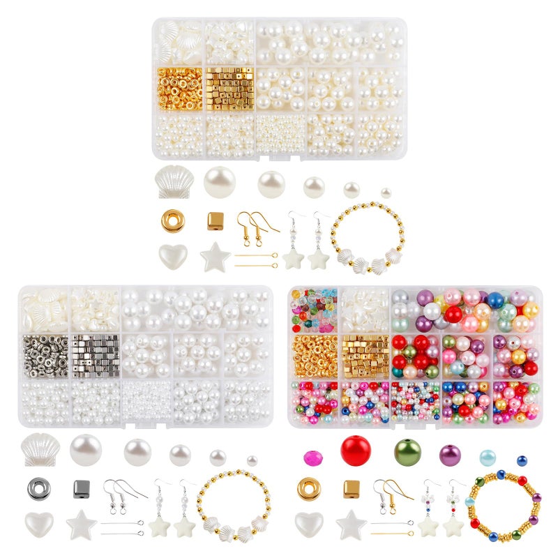 Shurhome White Series Artificial Pearls Beads Jewelry Making Set 1020Pcs for Bracelets Earrings - Image 4