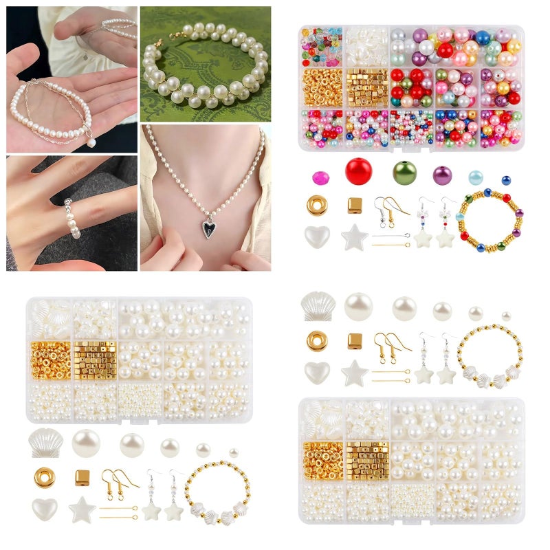 Shurhome White Series Artificial Pearls Beads Jewelry Making Set 1020Pcs for Bracelets Earrings - Image 3