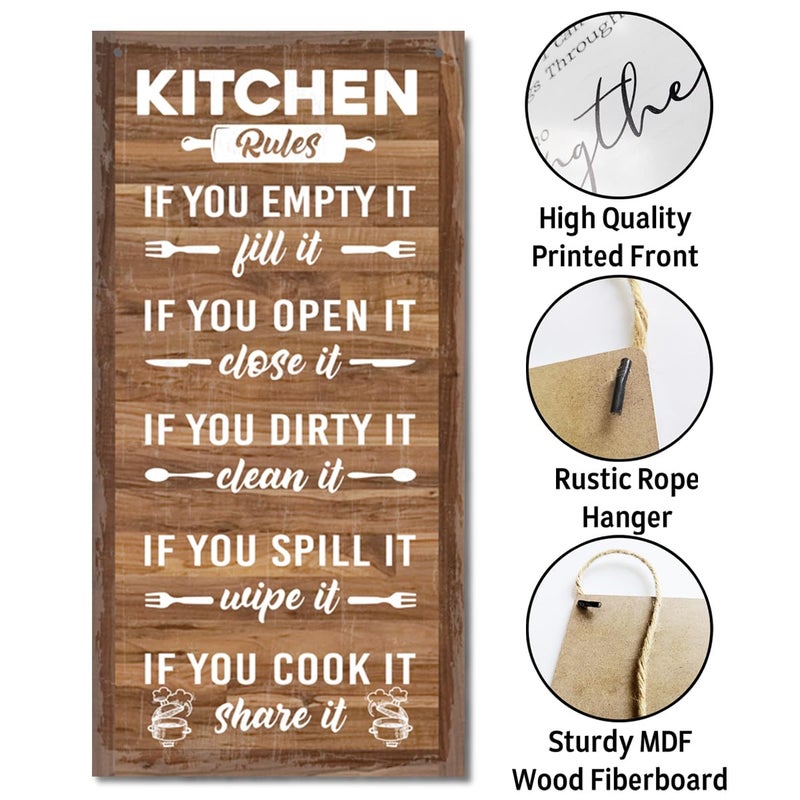 Gkwa Hanging Rustic Wooden Kitchen Decor Sign, Printed Wood Wall Art, Funny Farmhouse Kitchen Wall Decor I1 - Image 3